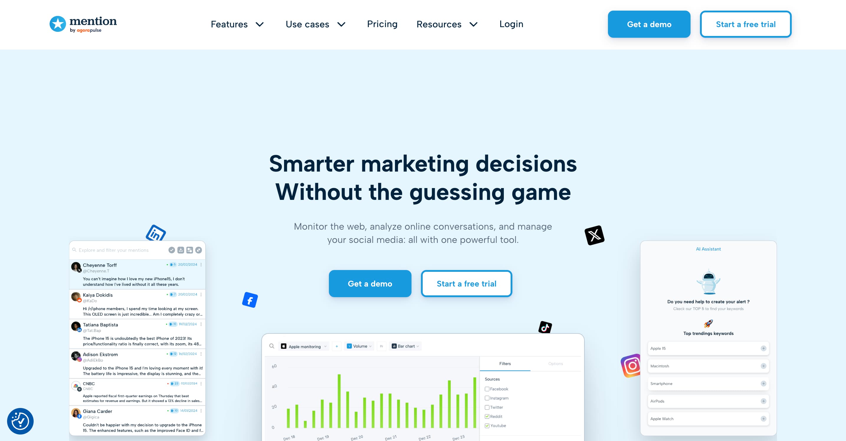 A screenshot of the Mention website.