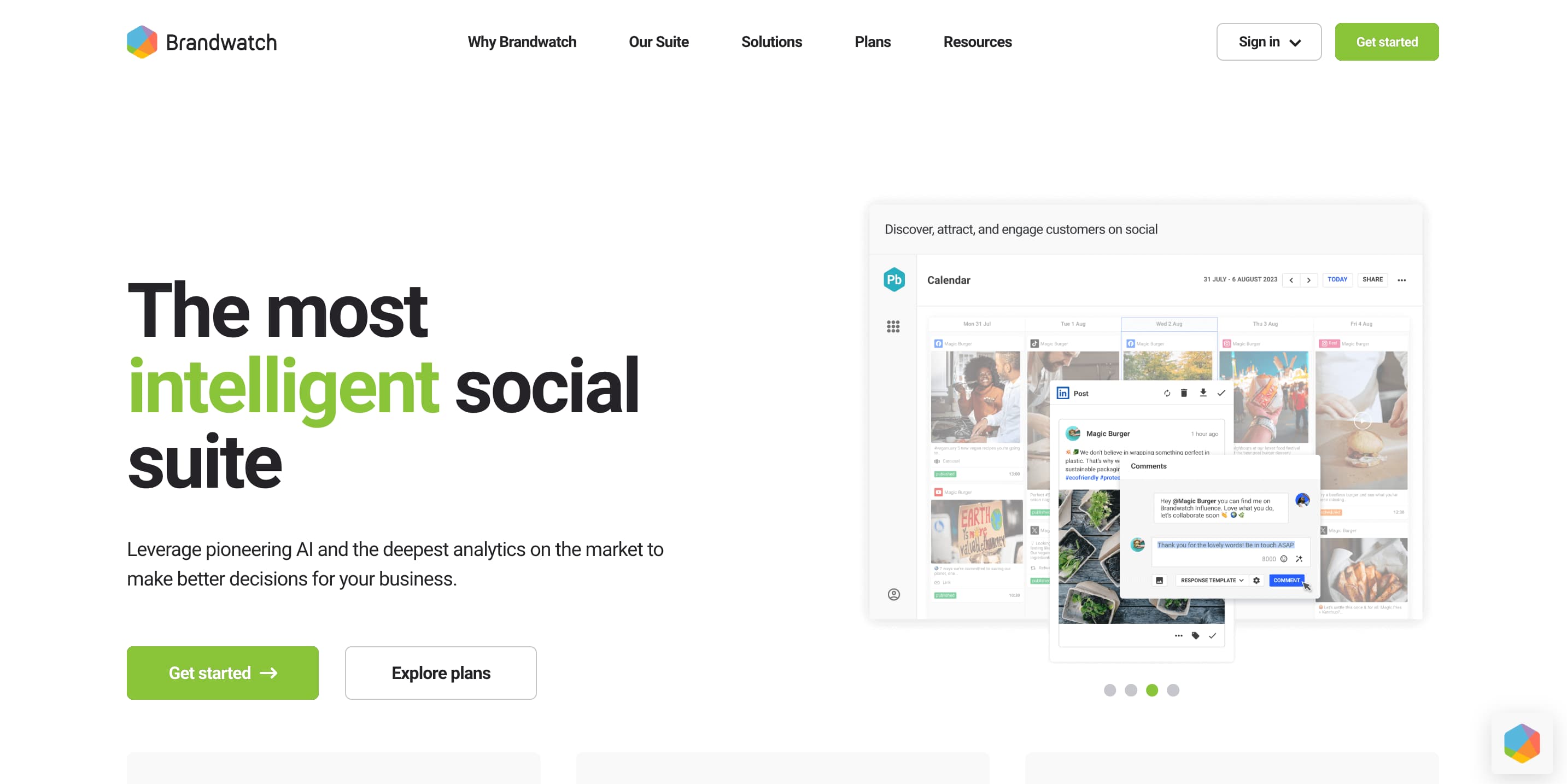 A screenshot of the Brandwatch website.