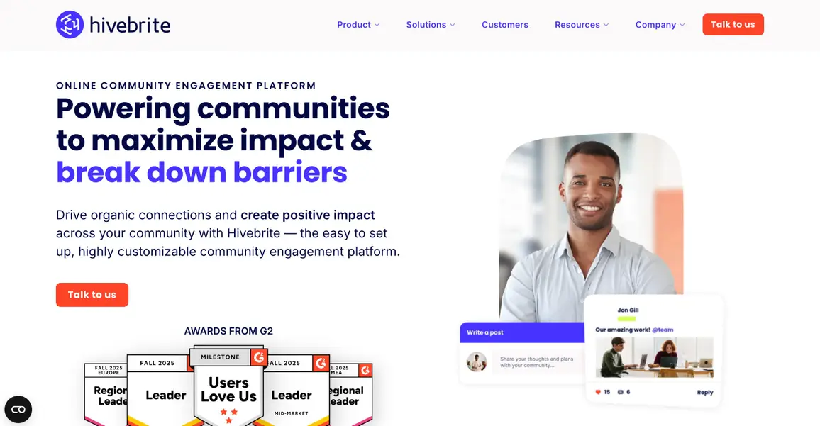 A screenshot of the HiveBrite website.