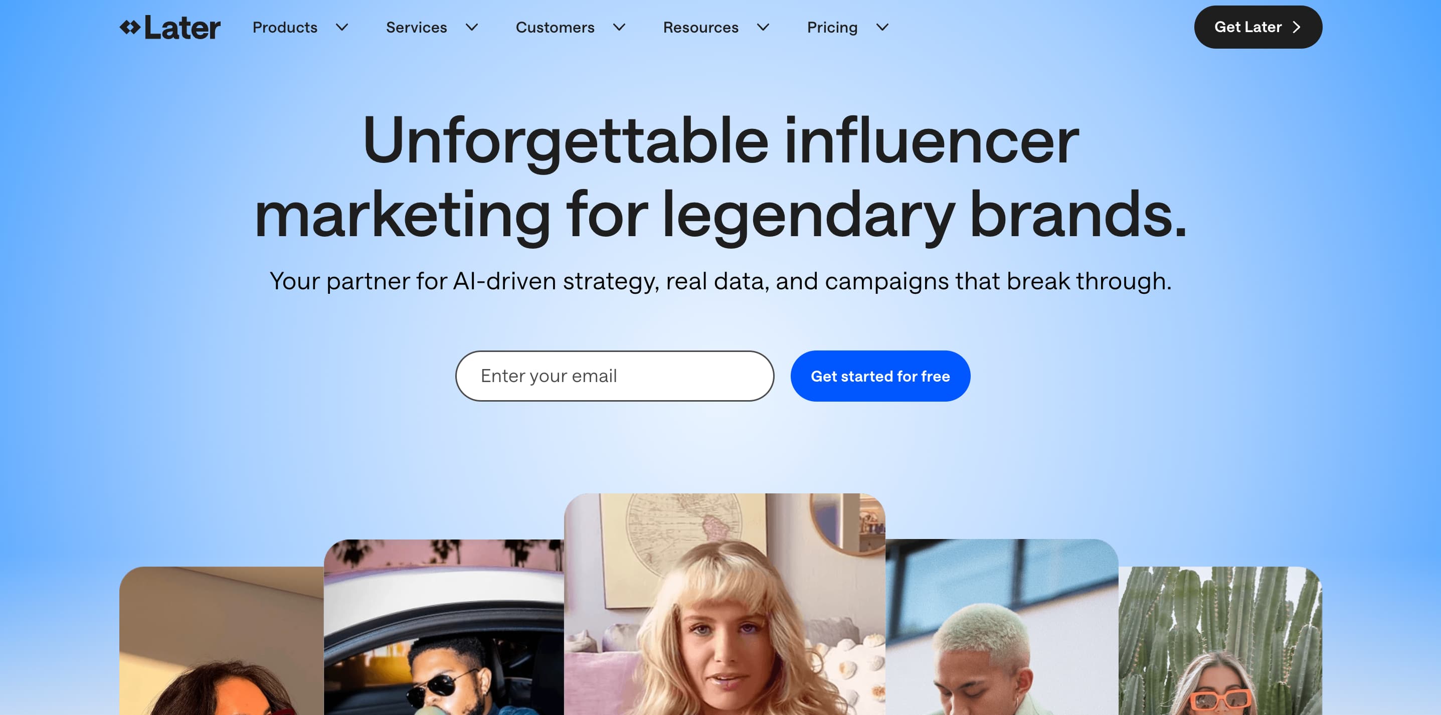 A screenshot of the Later website.