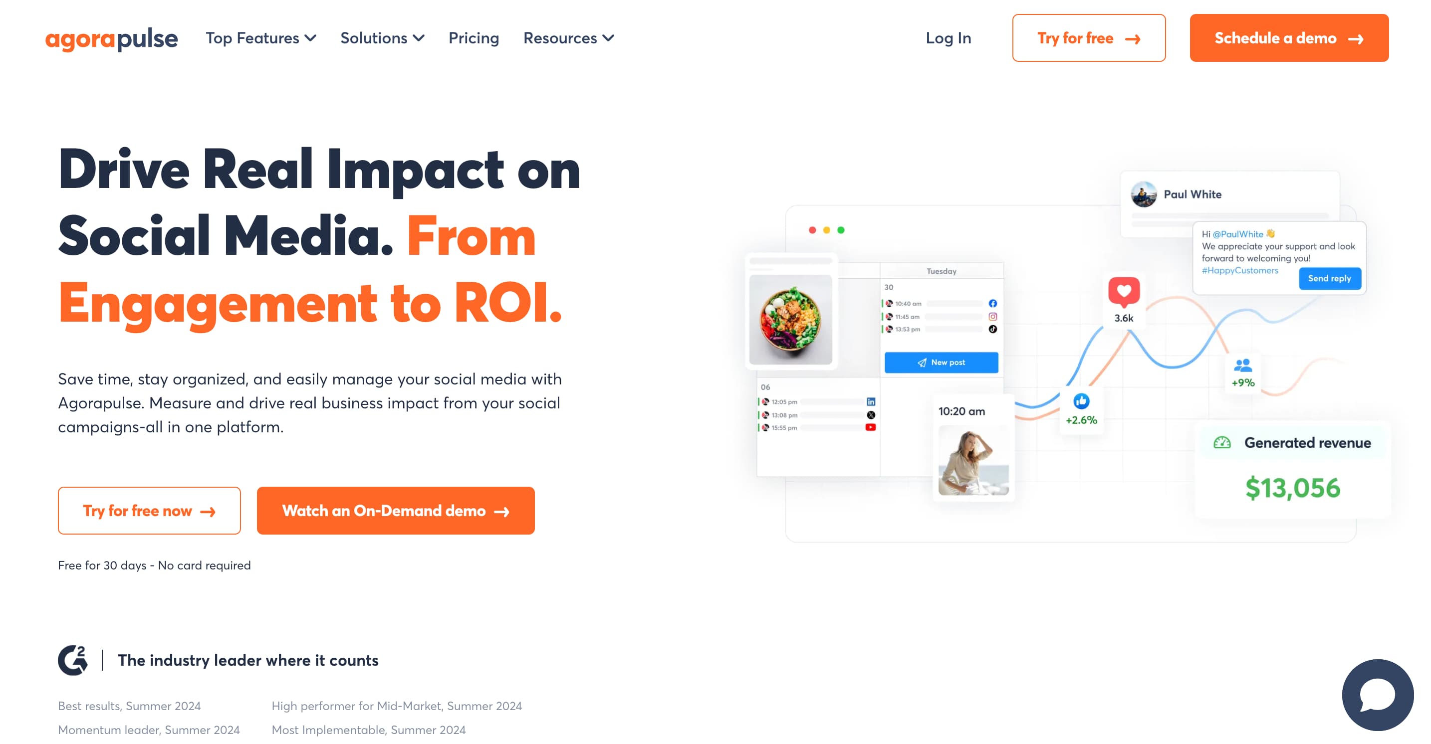 A screenshot of the Agorapulse website.