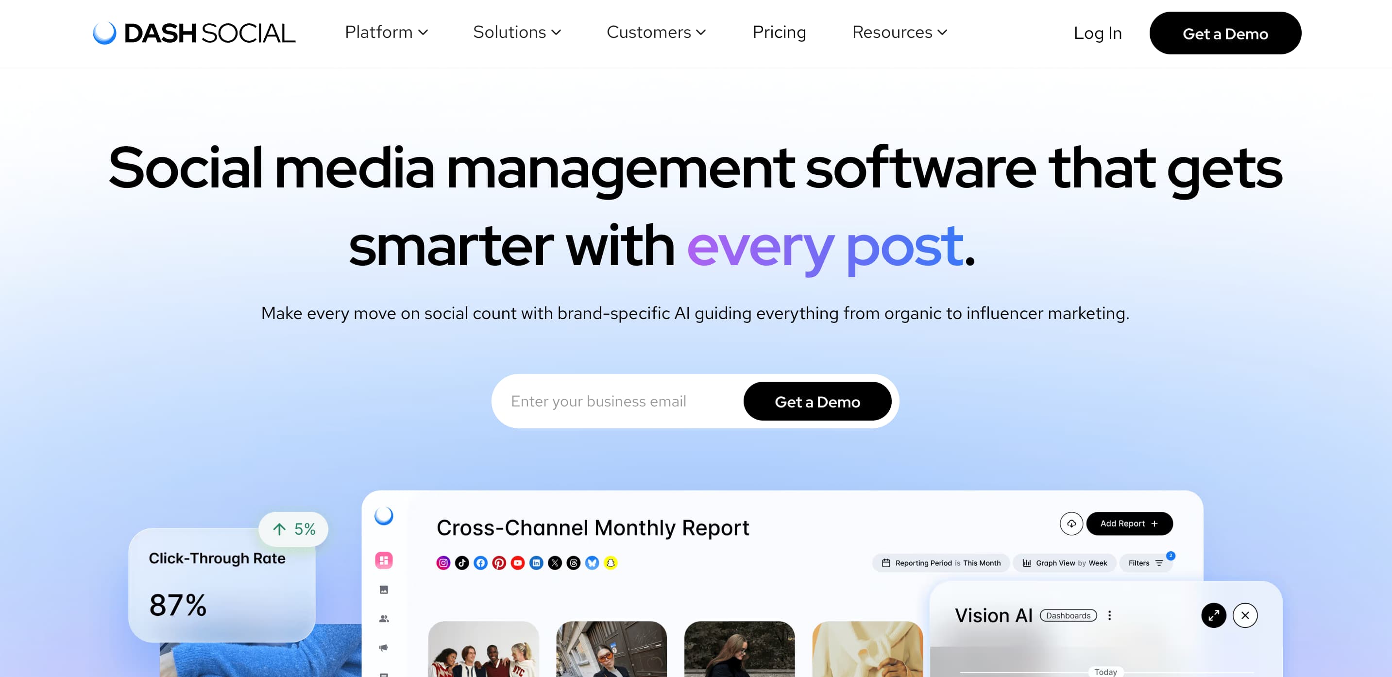 A screenshot of the Dash Social website.