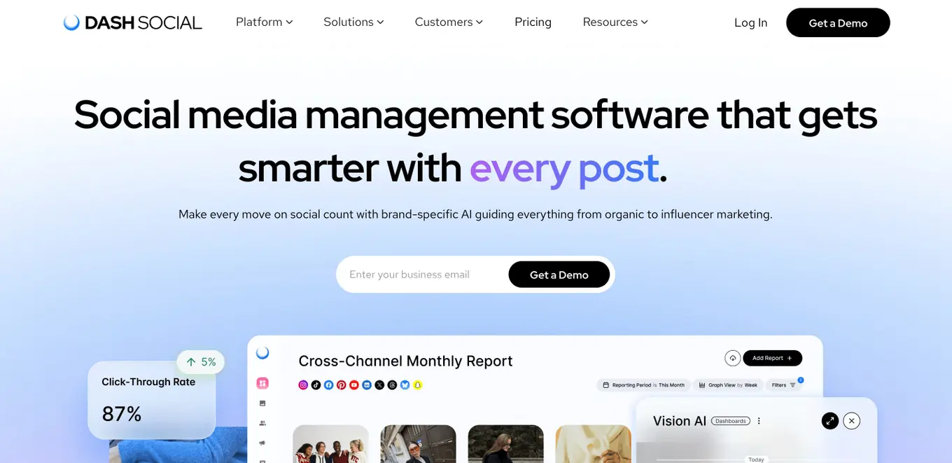 A screenshot of the Dash Social website.