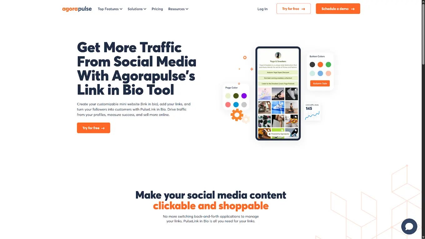 Agorapulse's link-in-bio tool landing page.