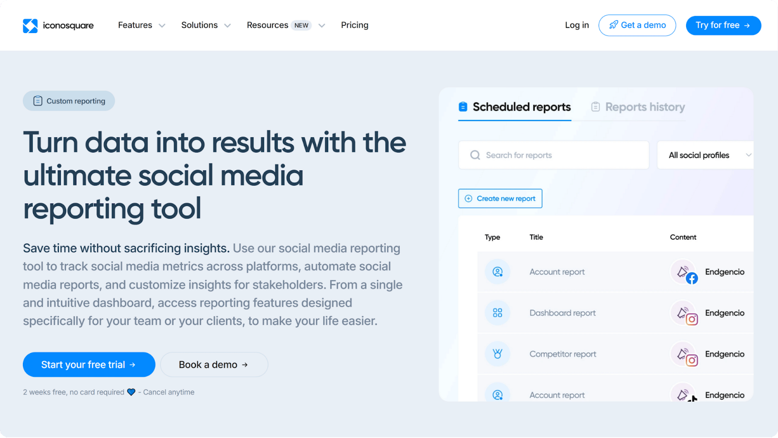 A screenshot of Pinterest analytics tool Iconosquare's website.