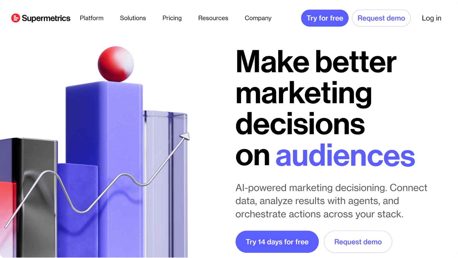 A screenshot of Pinterest analytics tool Supermetrics's website.