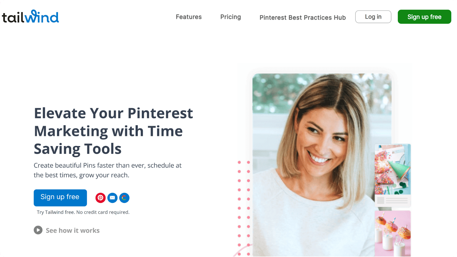 A screenshot of Pinterest analytics tool Tailwind's website.