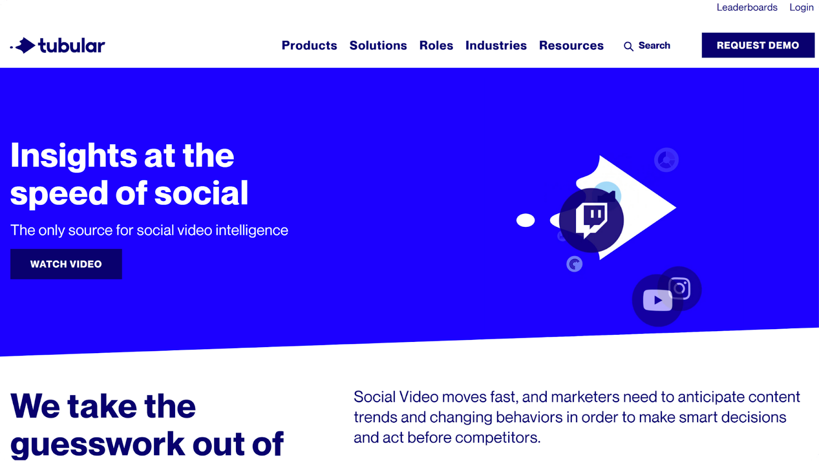 A screenshot of YouTube analytics tool Tubular Labs's website.
