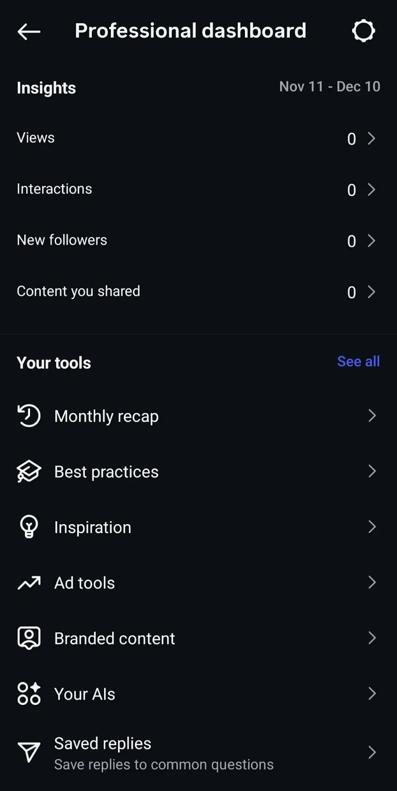A screenshot showcasing Instagram insights in the mobile Instagram app.