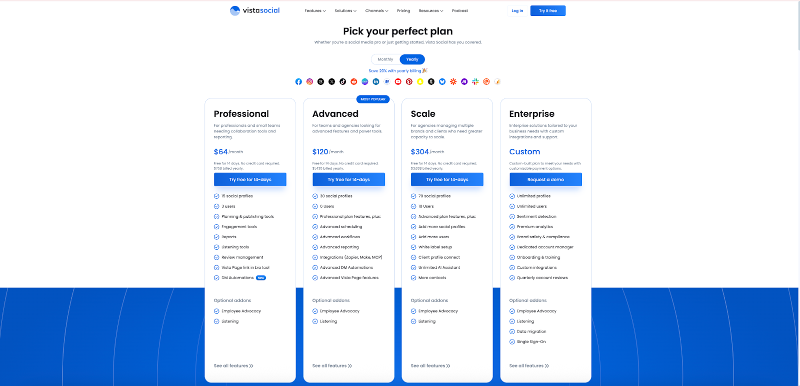 Vista Social pricing.