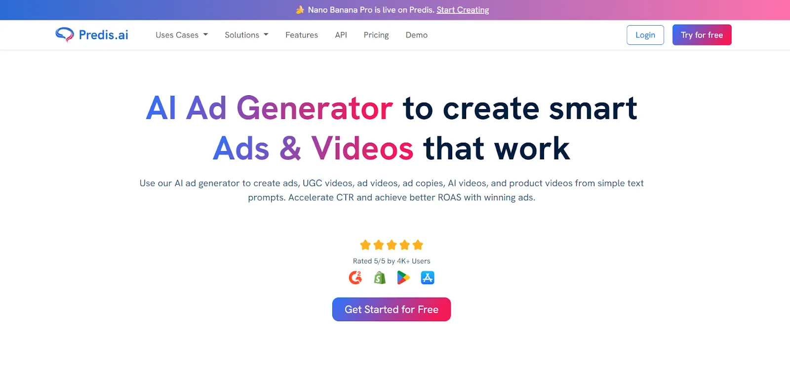 A screenshot of social media AI tool Predis.ai's website.
