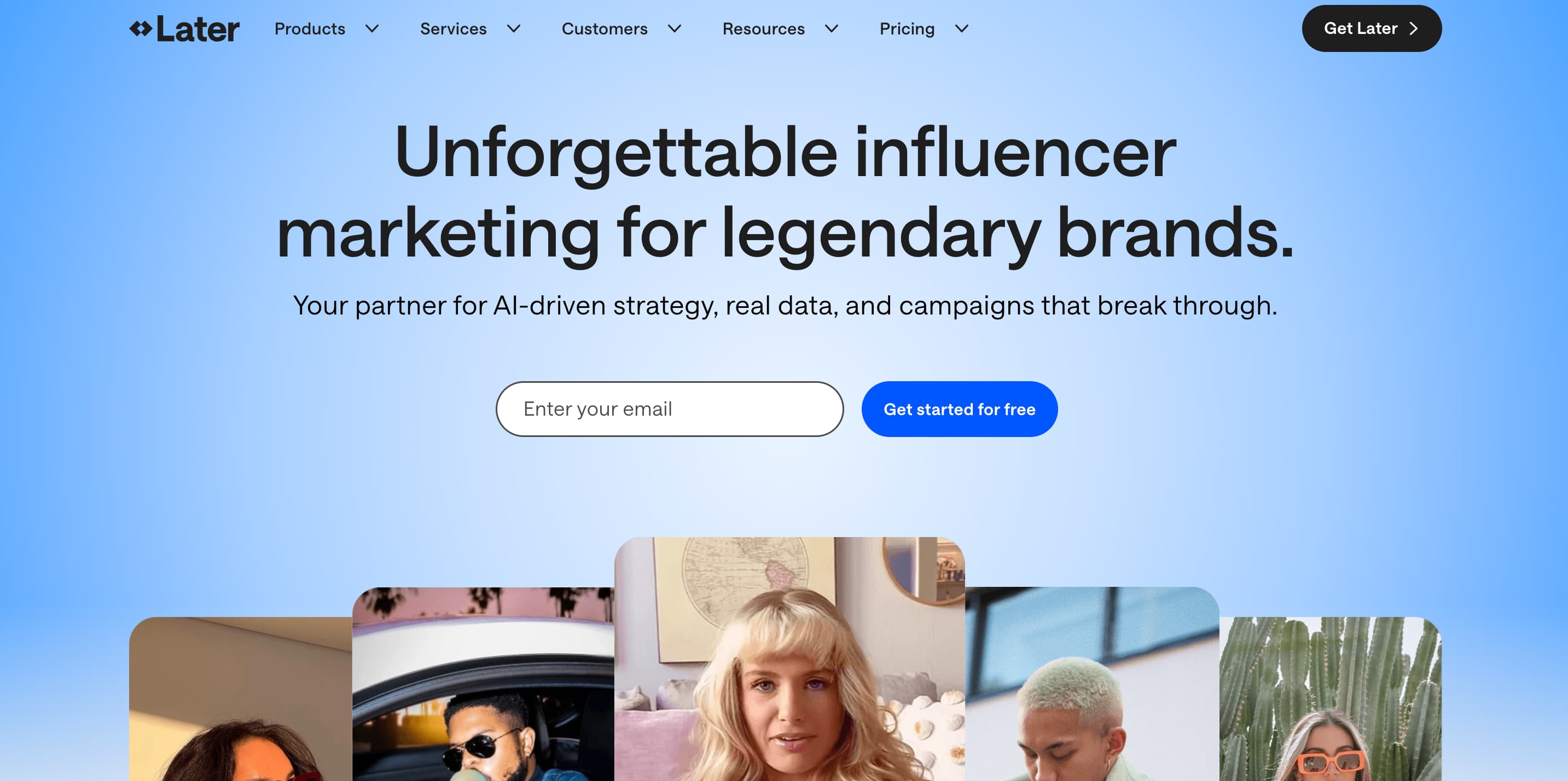 A screenshot of social media AI tool Later's website.