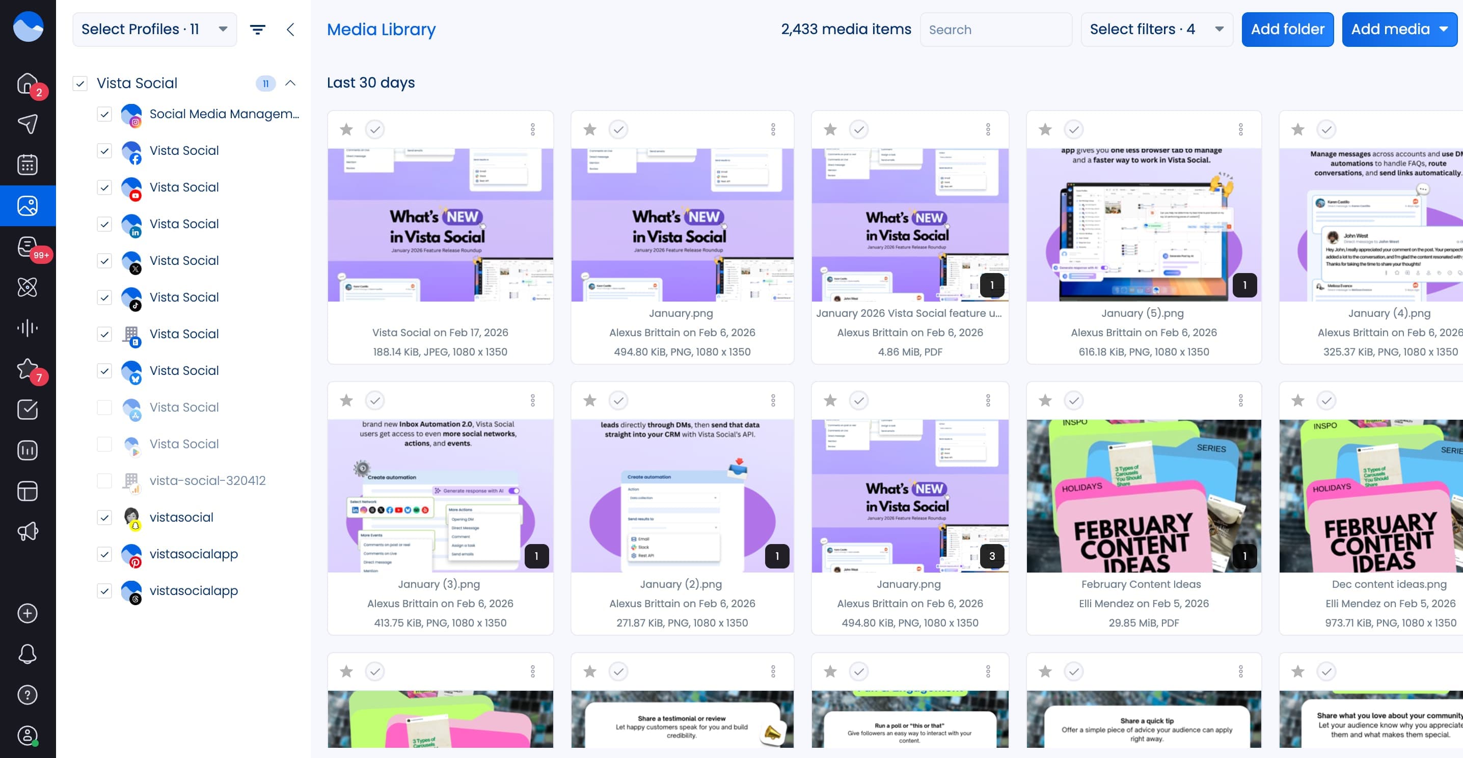 Vista Social's media library.