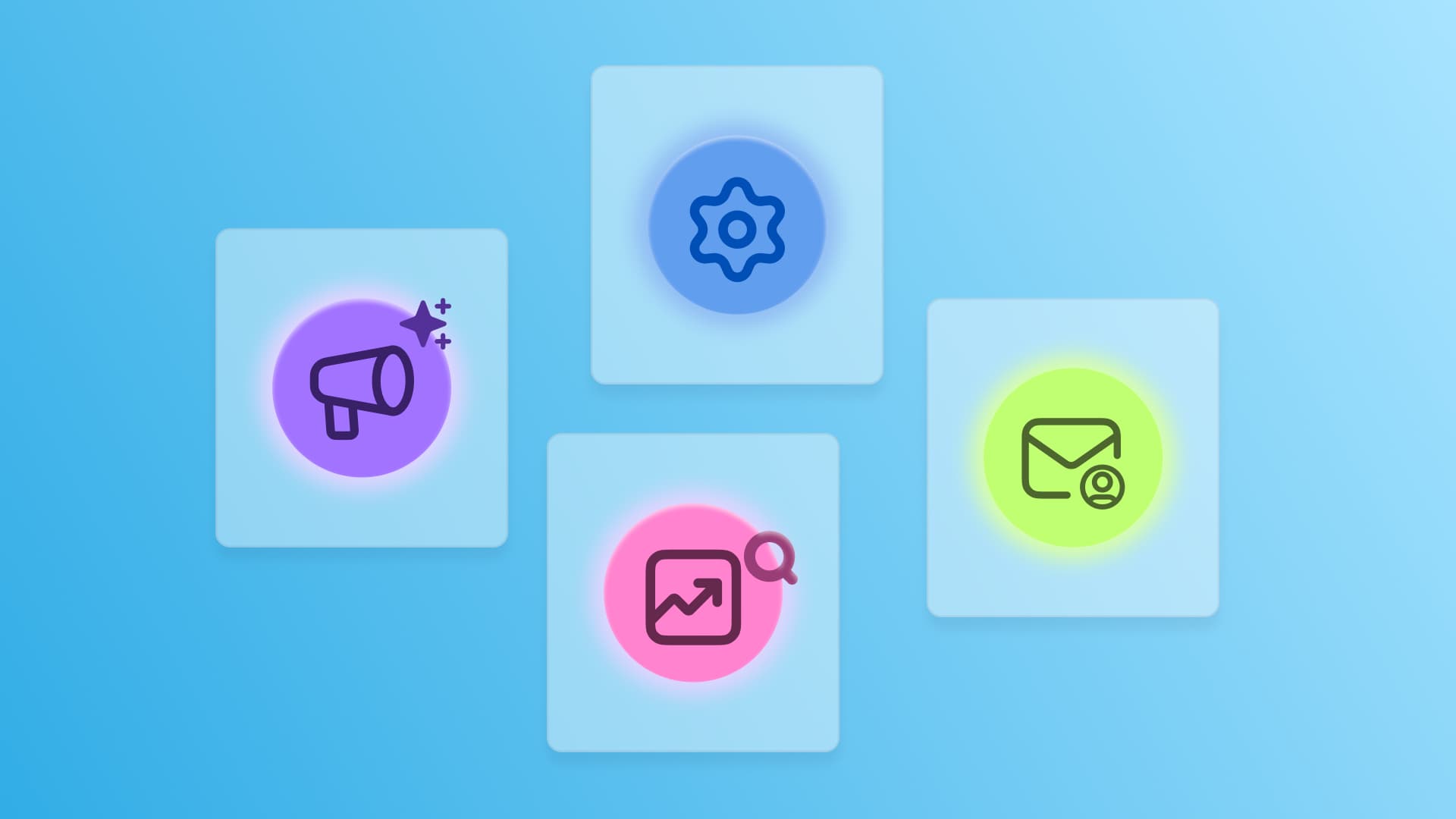 An illustration showcasing marketing elements that AI can help with.