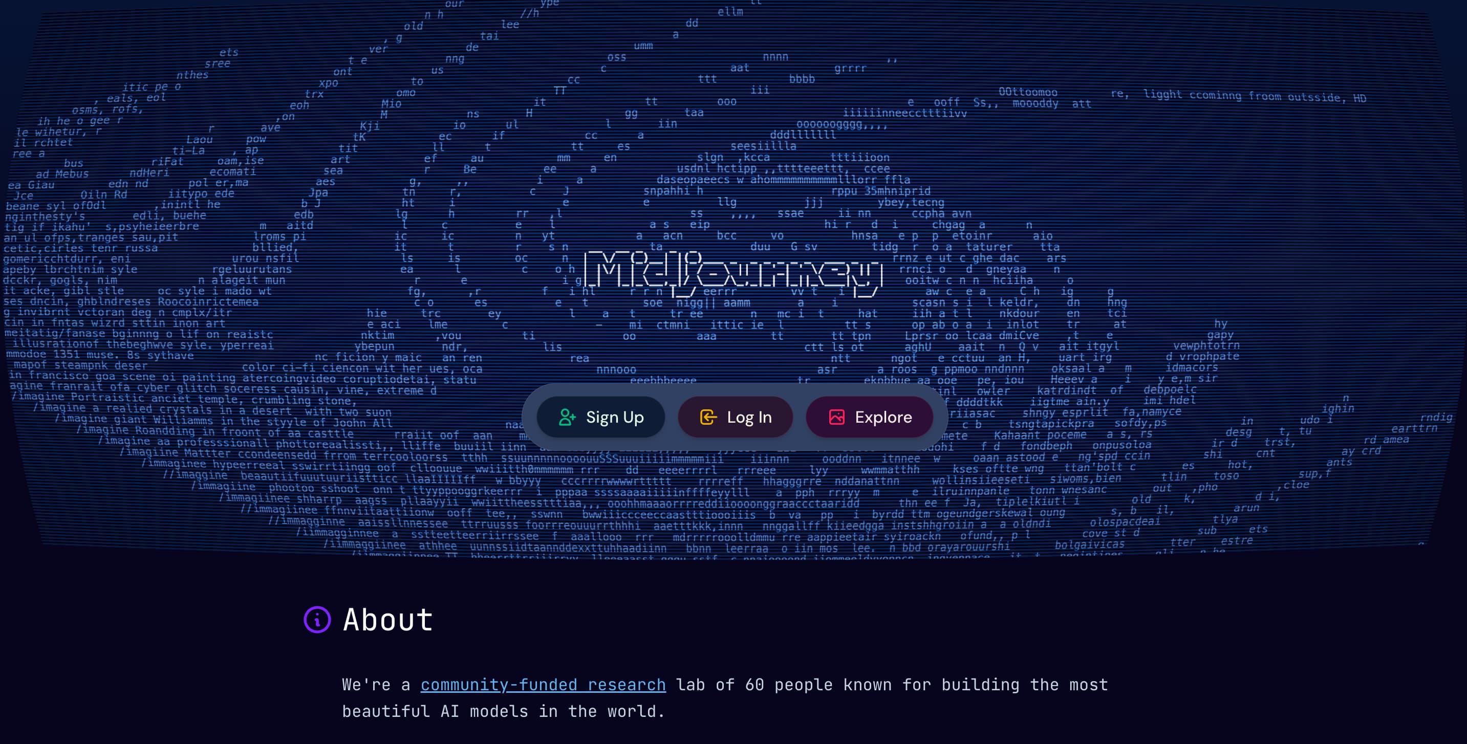 A screenshot of the Midjourney website.
