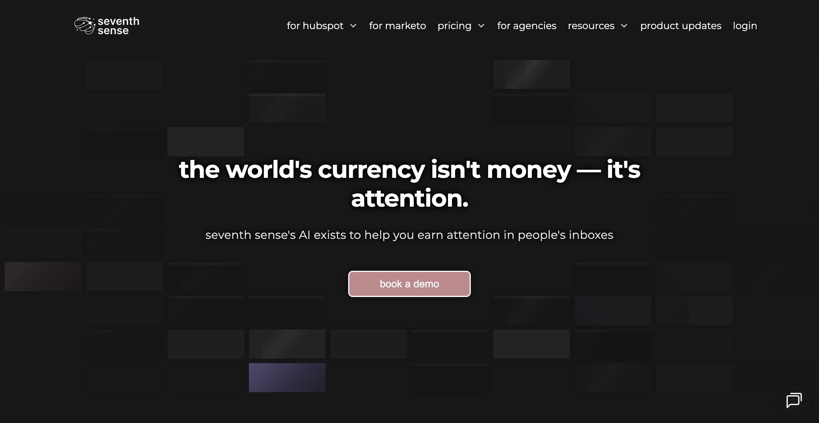 A screenshot of the Seventh Sense website.