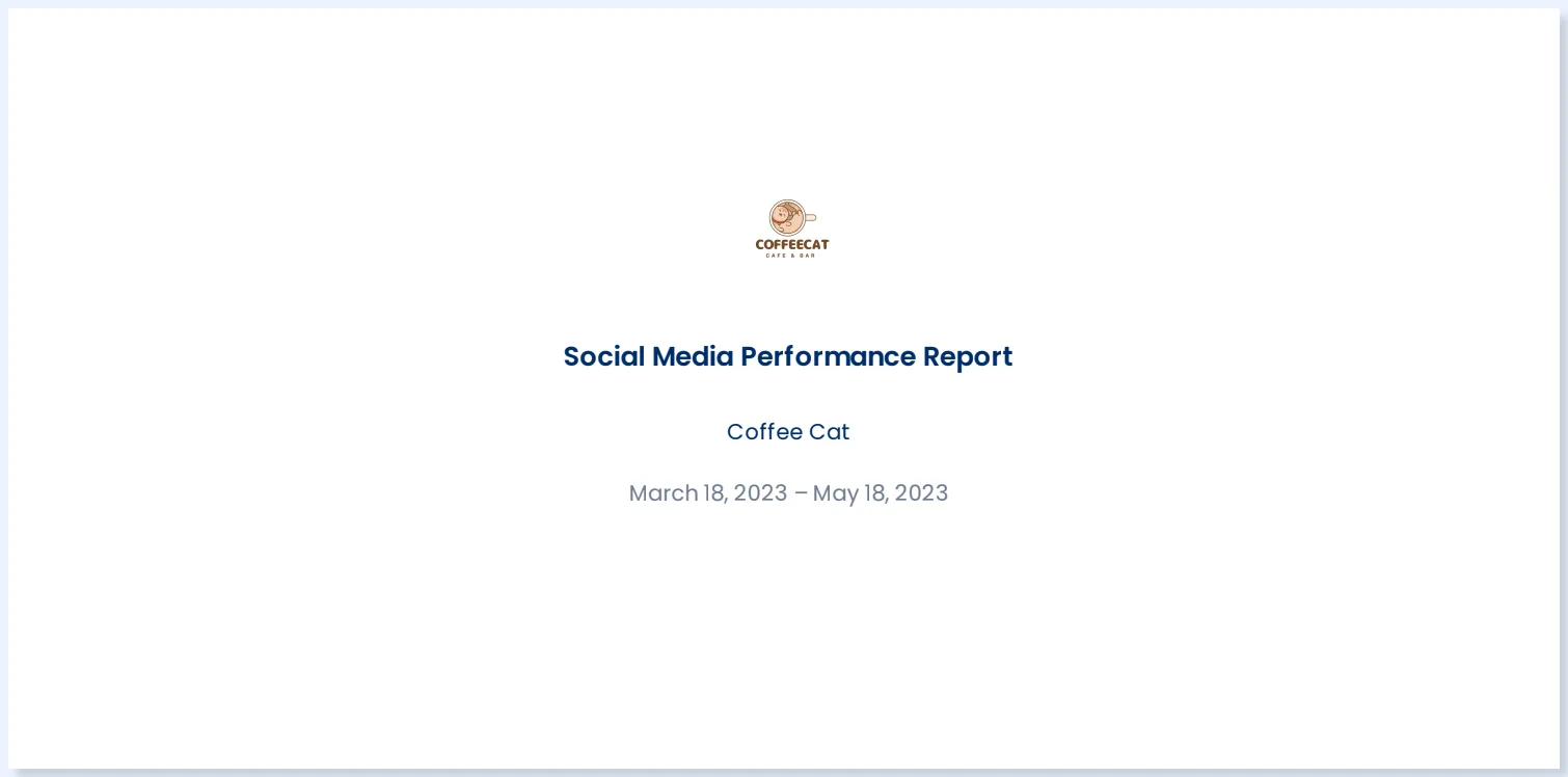 A white labeled social media performance report generated with Vista Social.