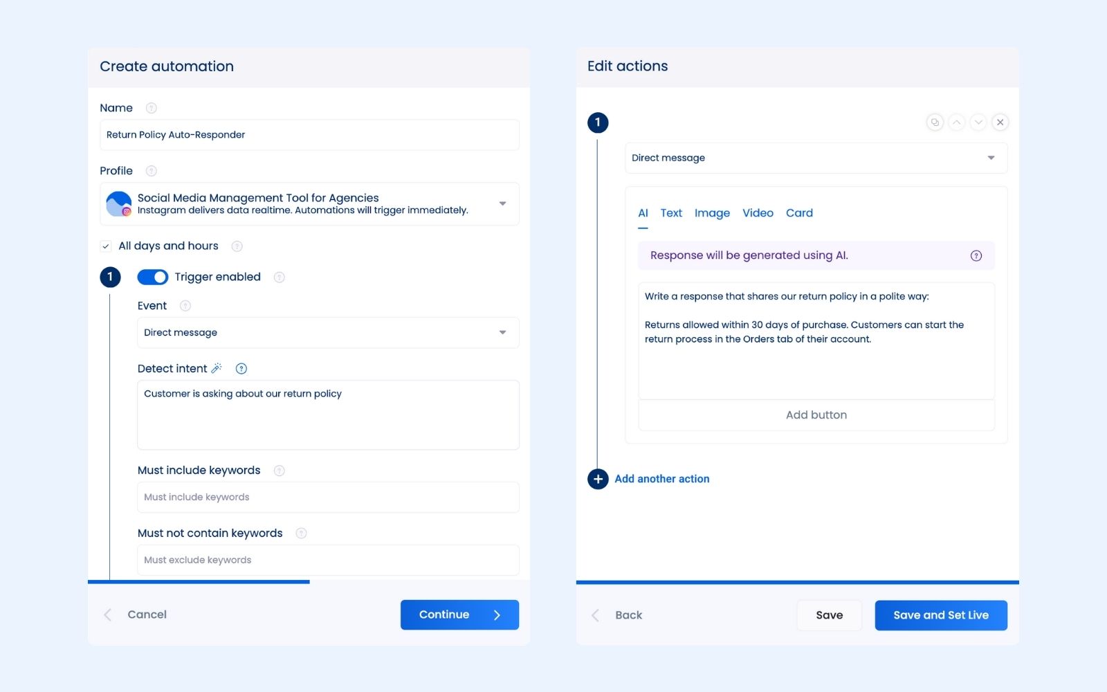 A sample inbox automation for a skincare company.