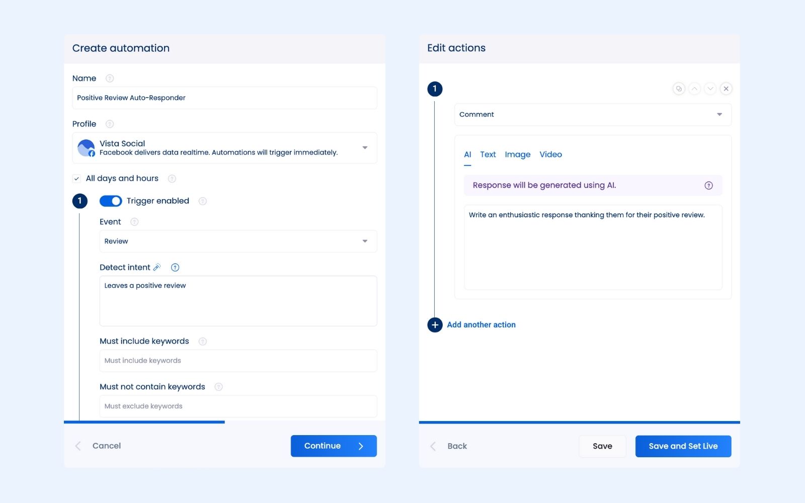 A sample inbox automation for a restaurant chain.