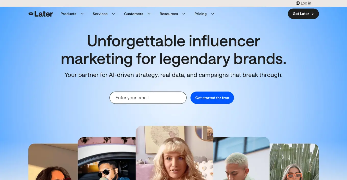 Social media automation tool Later's website.