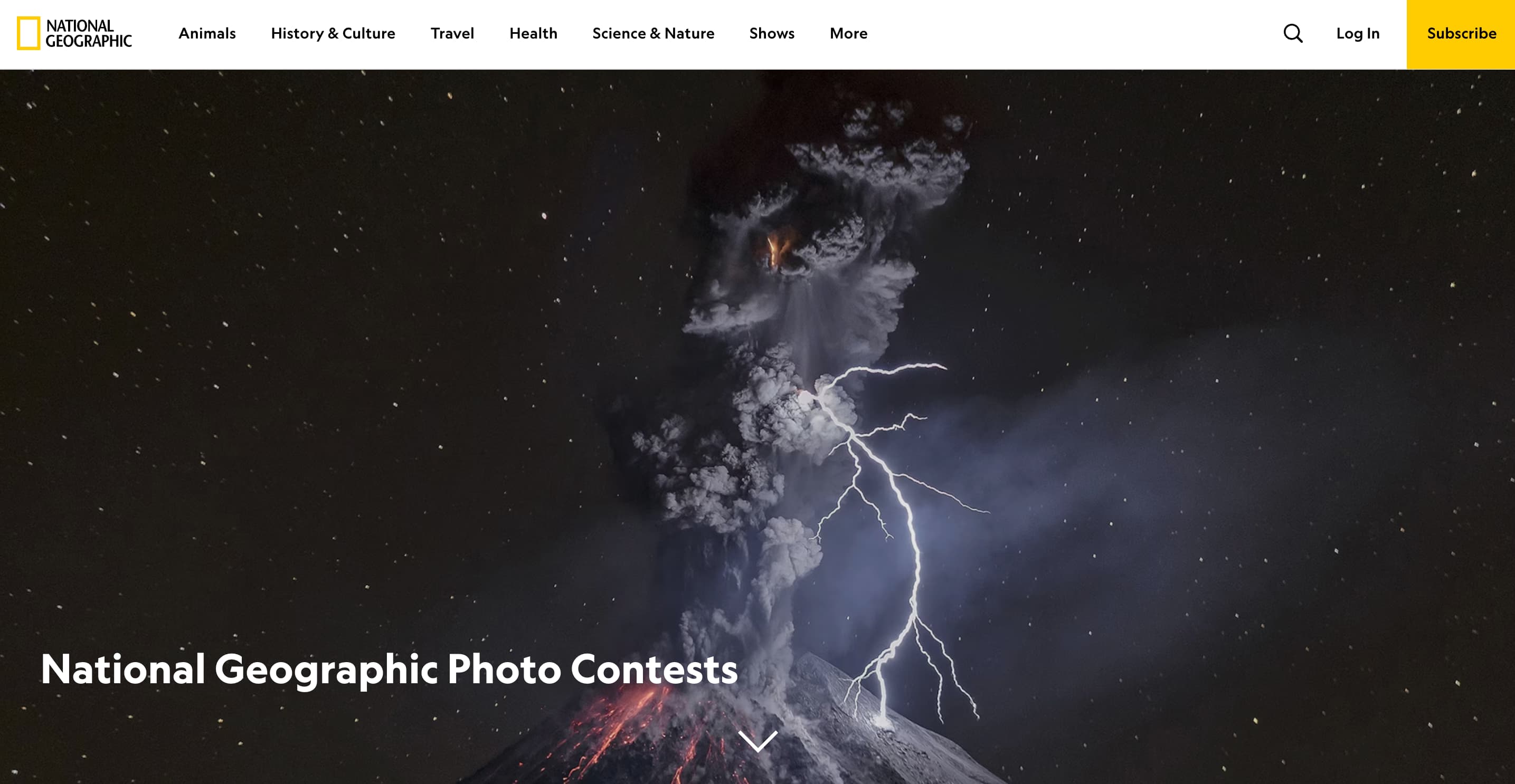 A screenshot of the Nat Geo photo contest website.