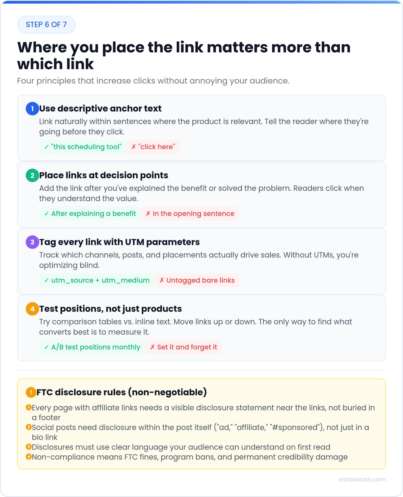 An infographic talking about sharing affiliate links.