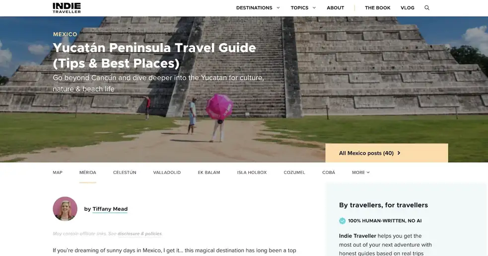A Yucatan travel guide blog post.