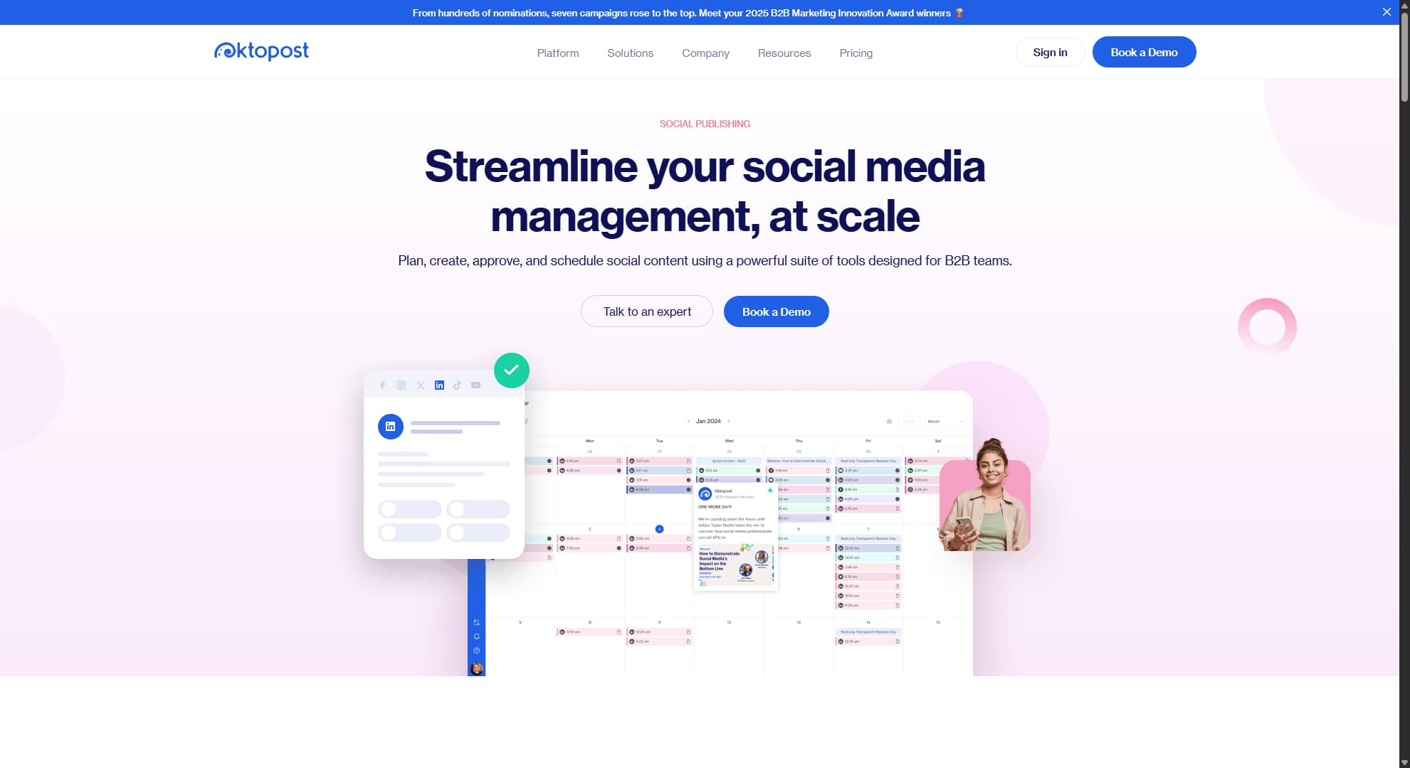 Hootsuite alternative OktoPost's website.