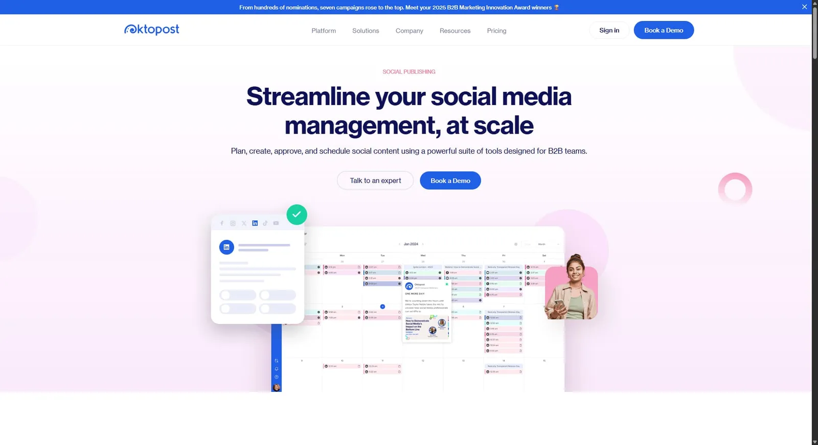 Hootsuite alternative OktoPost's website.