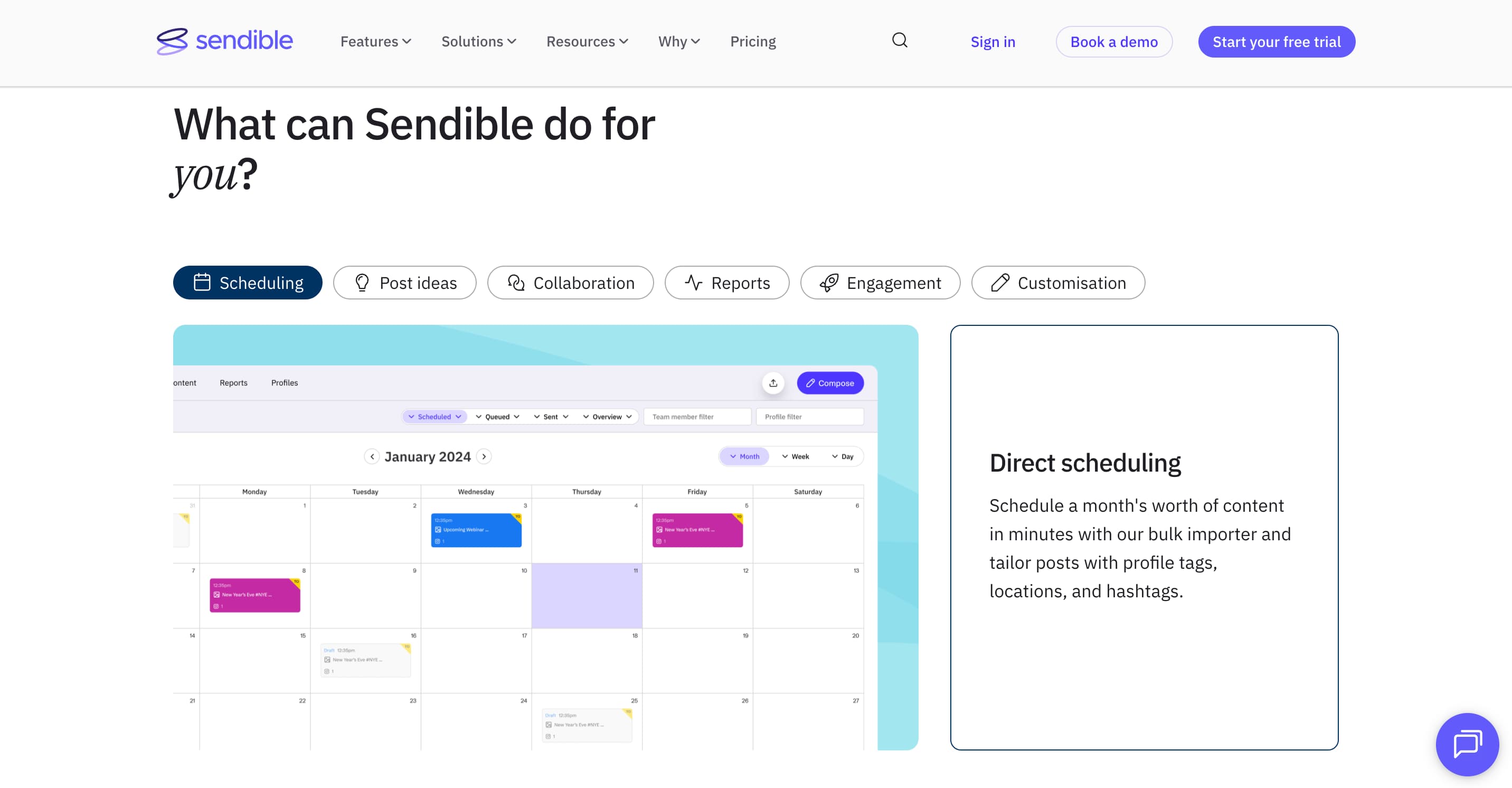 Hootsuite alternative Sendible's website.