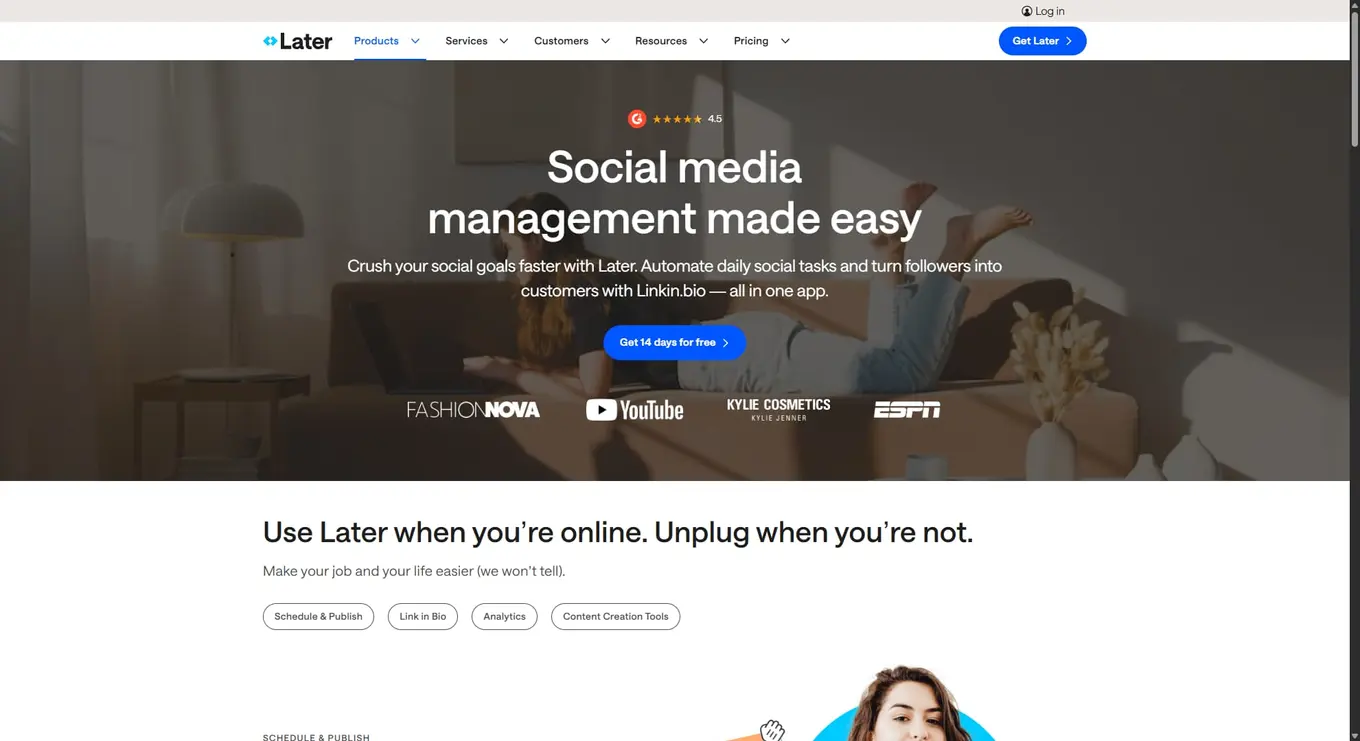 Hootsuite alternative Later's website.