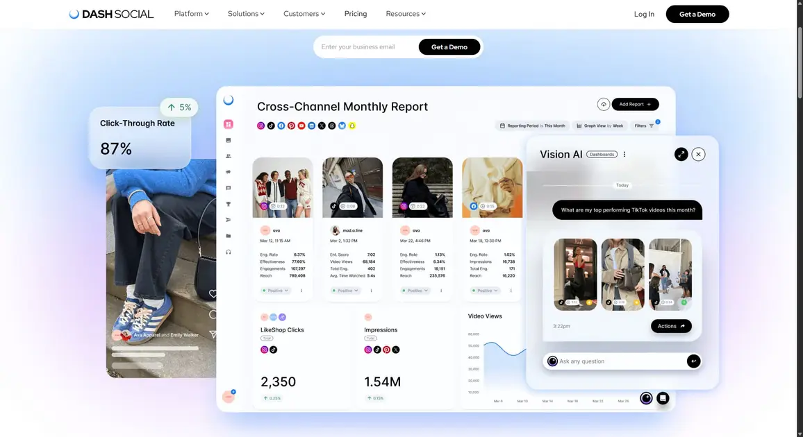 Hootsuite alternative Dash Social's website.