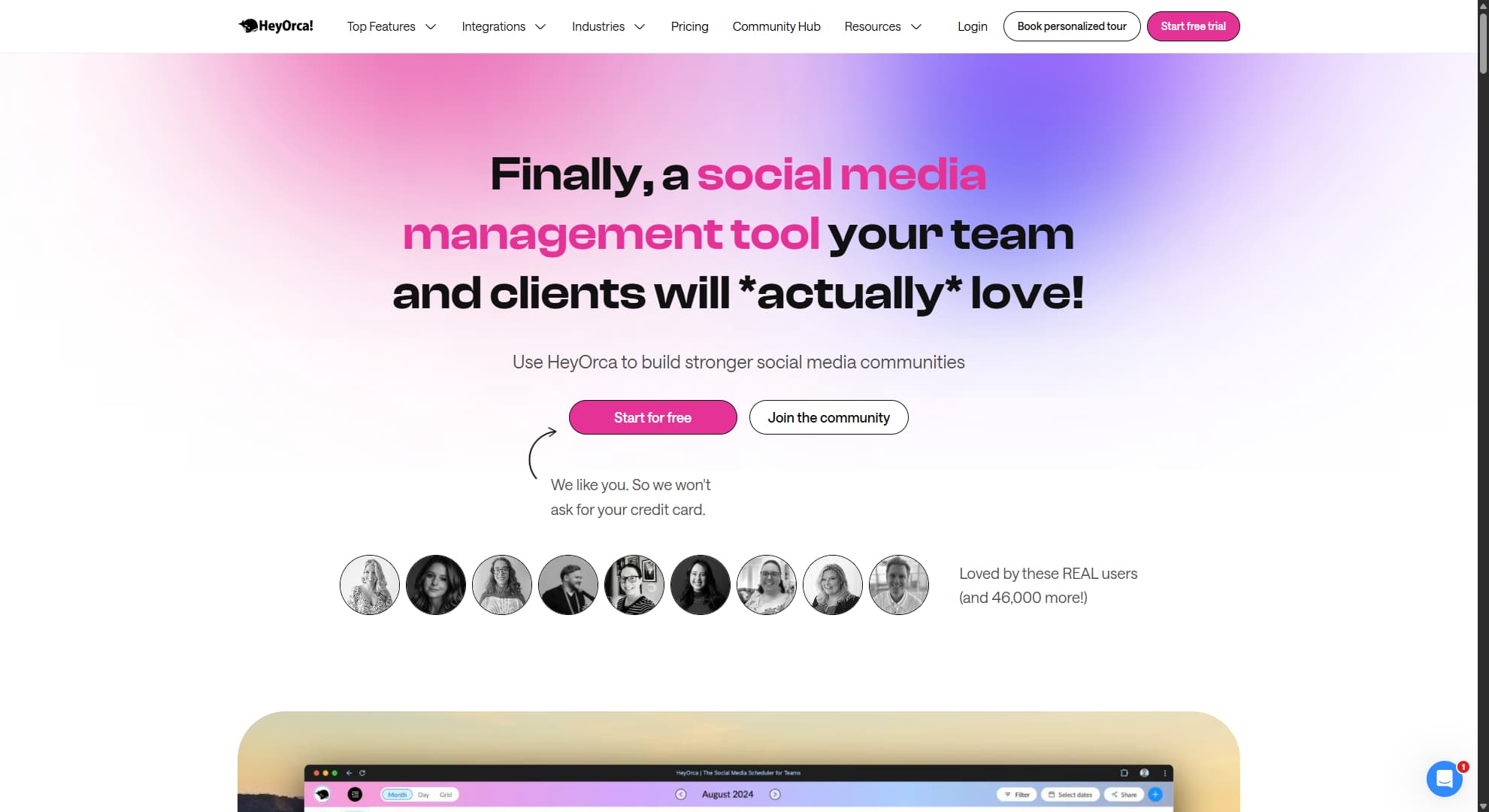 Hootsuite alternative HeyOrca's website.