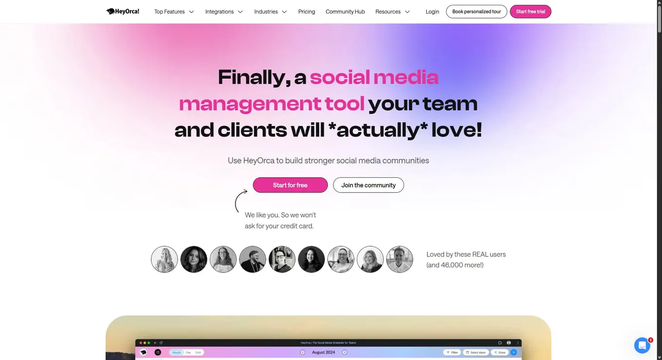 Hootsuite alternative HeyOrca's website.