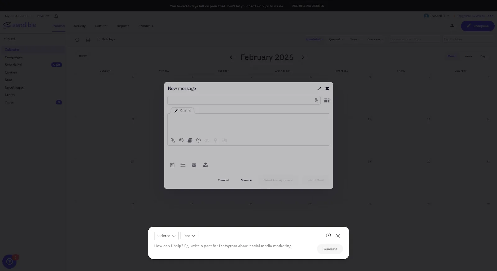 The AI tool in Sendible.
