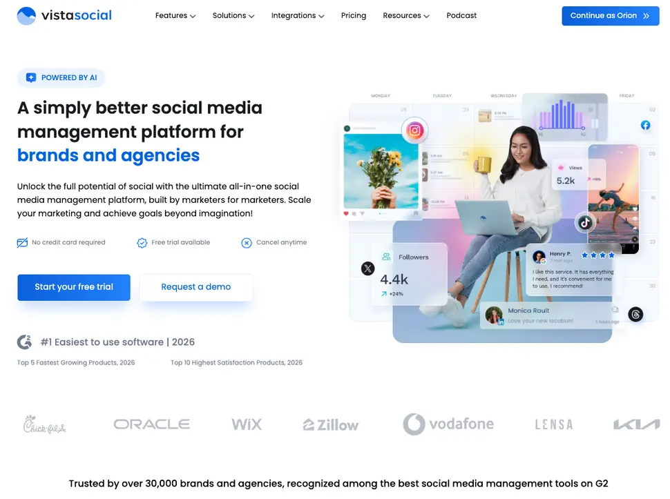 LinkedIn AI tool Vista Social's website.
