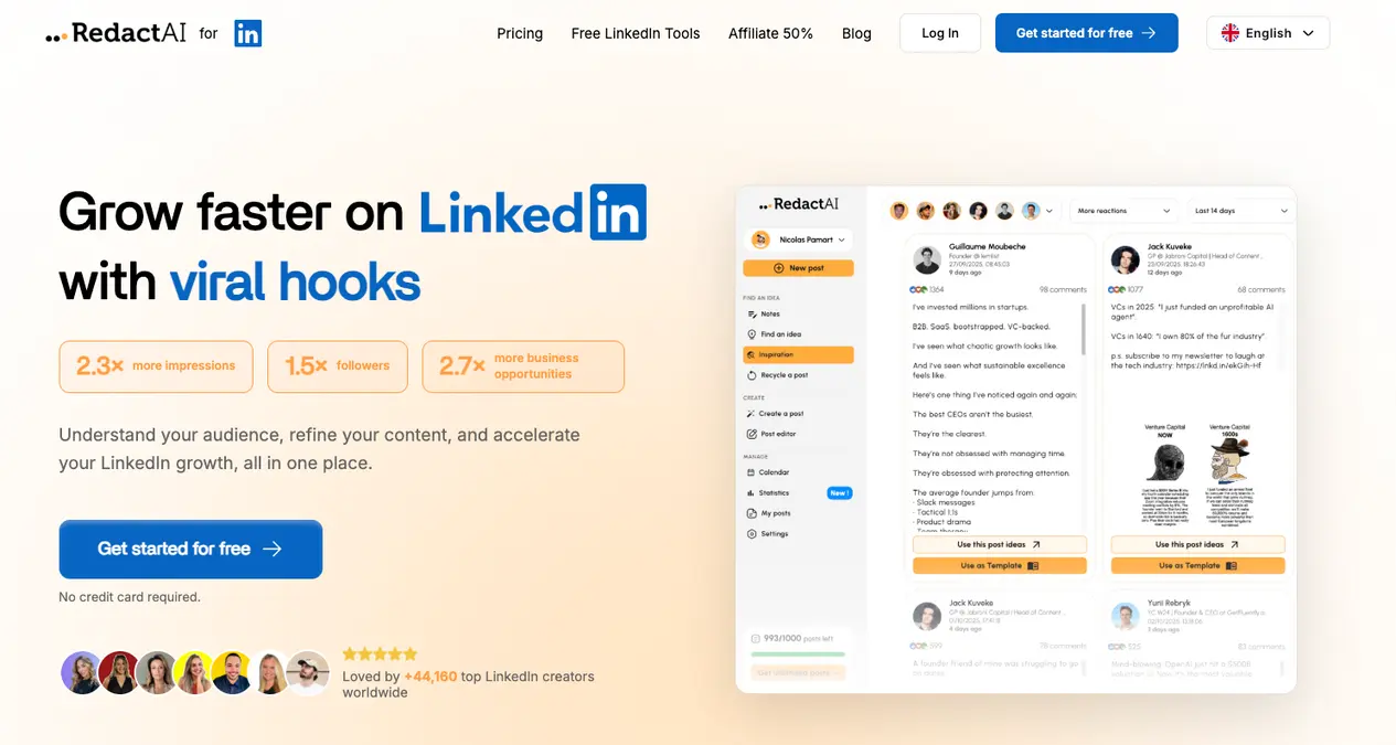 LinkedIn AI tool RedactAI's website.