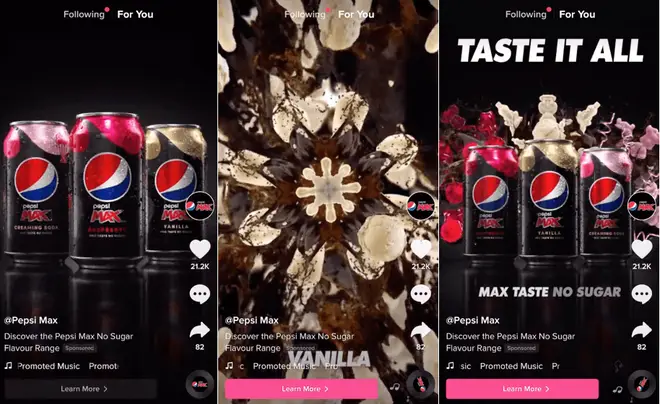 A screenshot of a Brand Takeover TikTok ad from Pepsi.