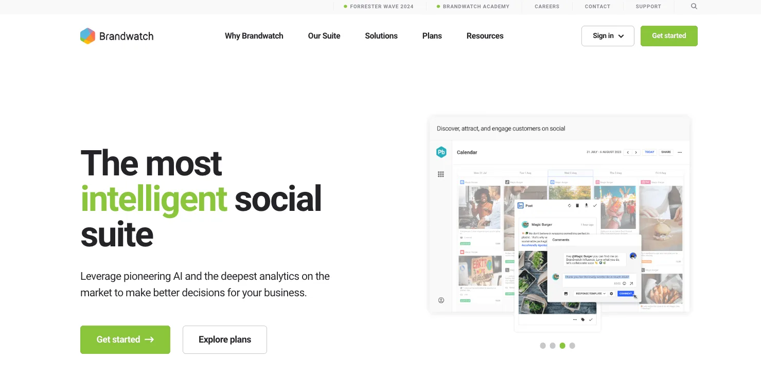 AI social listening platform Brandwatch's website.