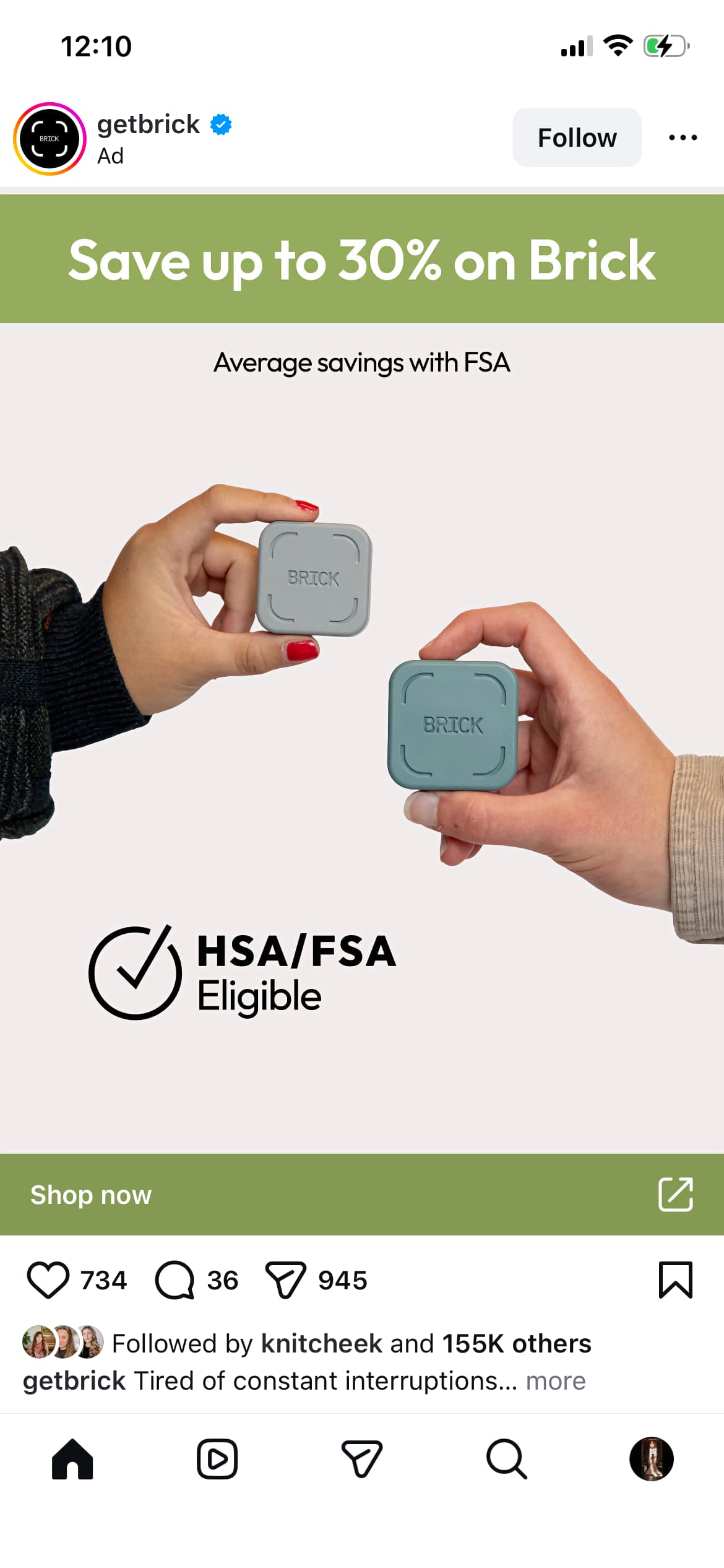 A screenshot of an Instagram advertising example.