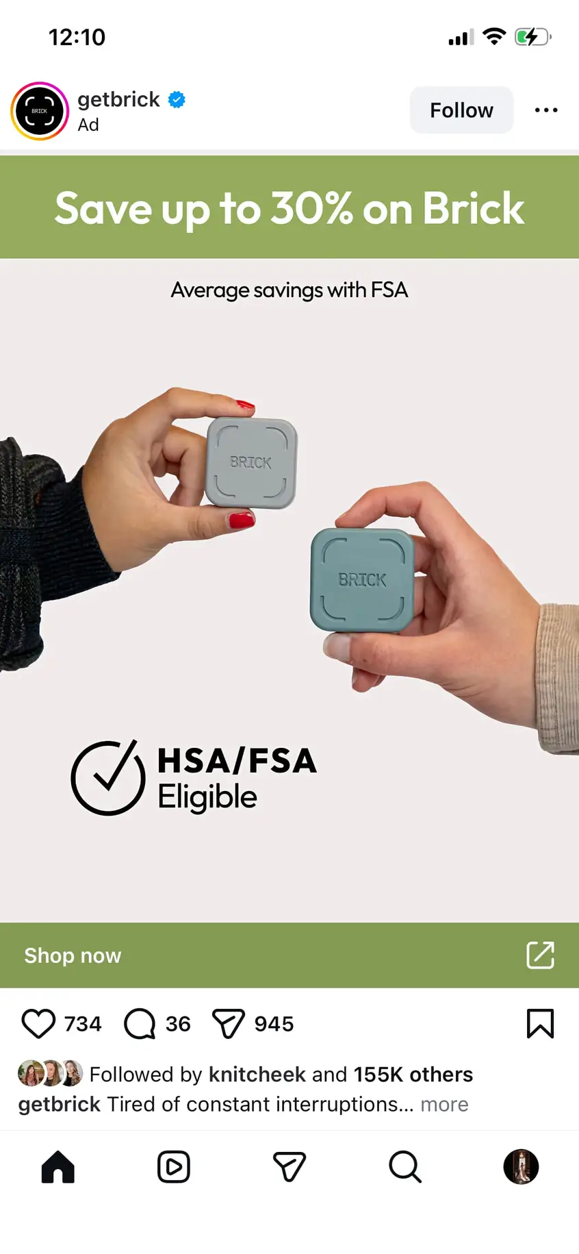 A screenshot of an Instagram advertising example.