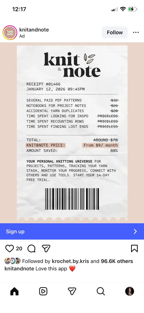 A screenshot of an image ad example on Instagram.