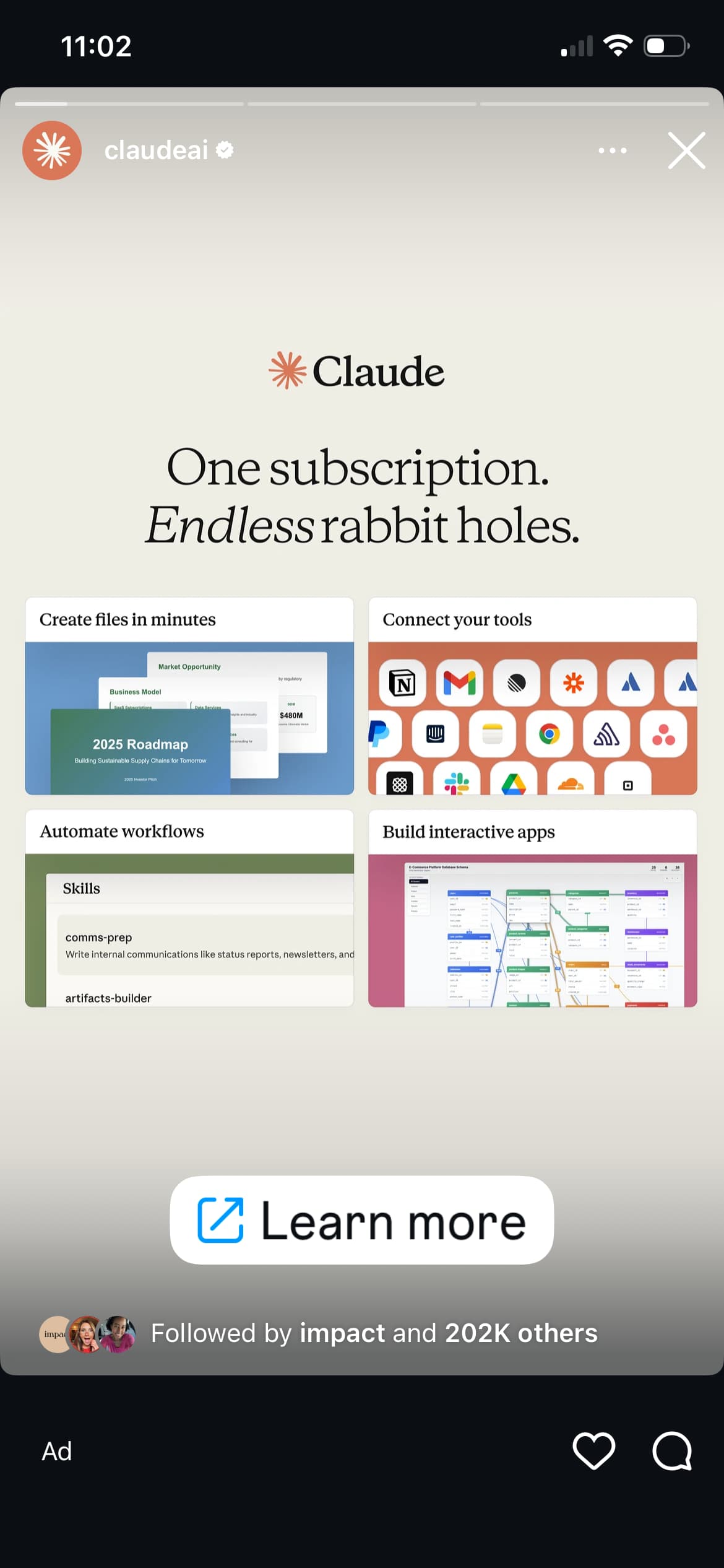 A screenshot of a Stories ad example on Instagram.