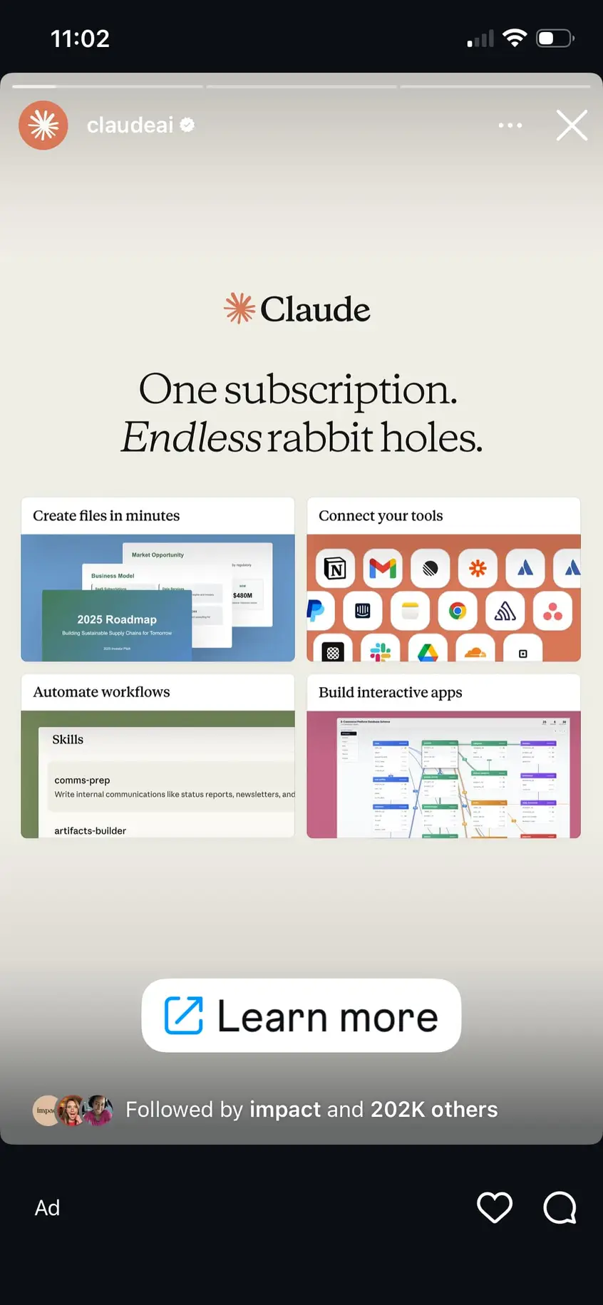 A screenshot of a Stories ad example on Instagram.