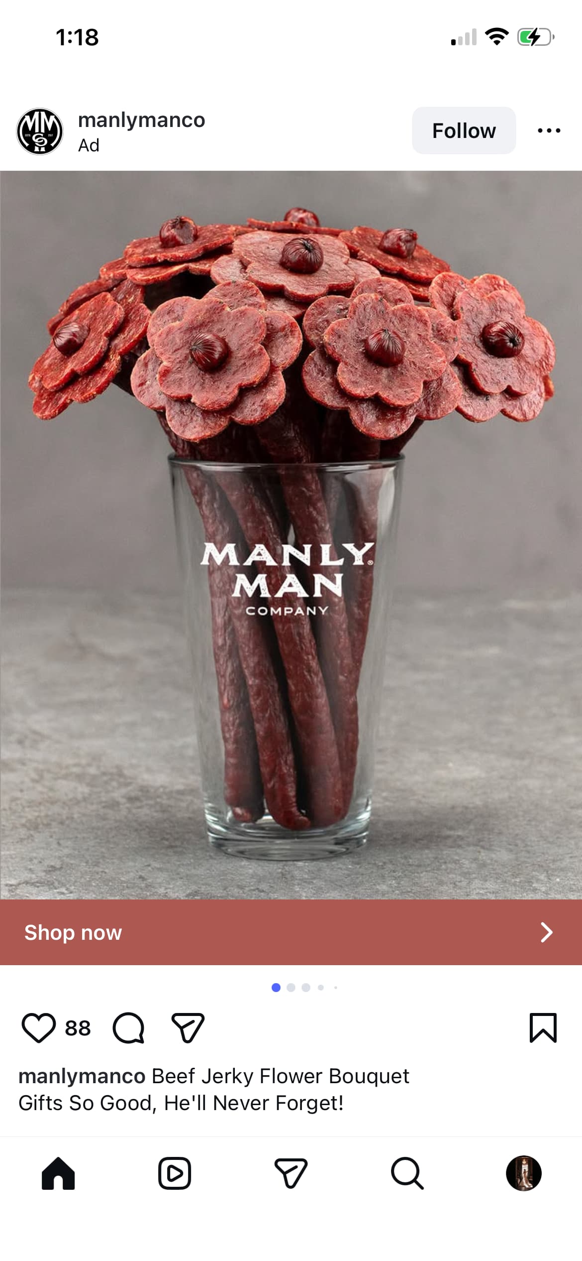 A screenshot of a shopping ad example on Instagram.