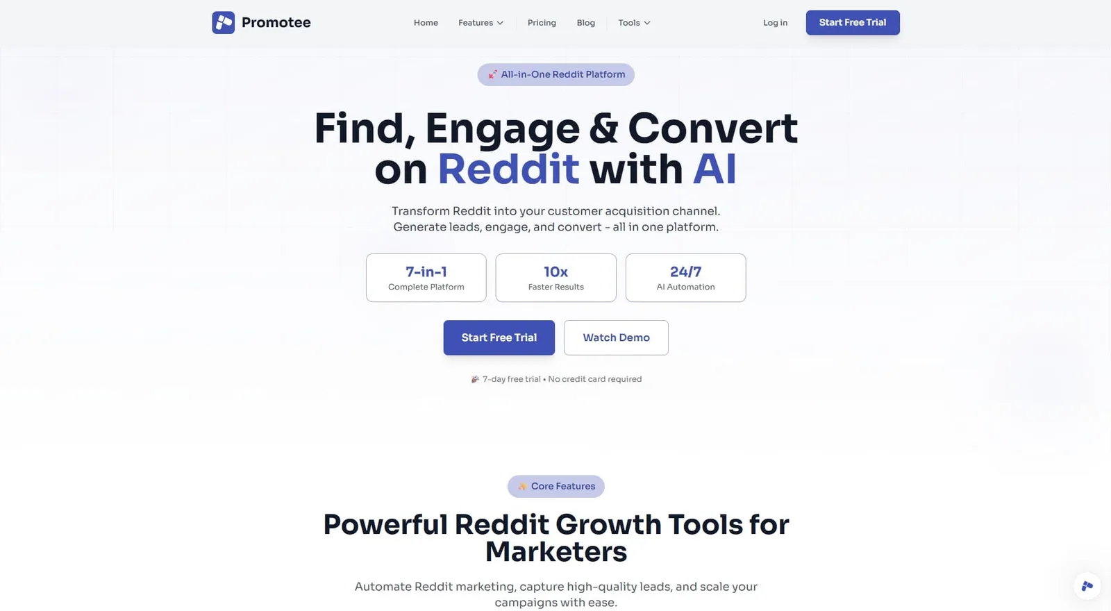 Reddit marketing tool Promotee's website.