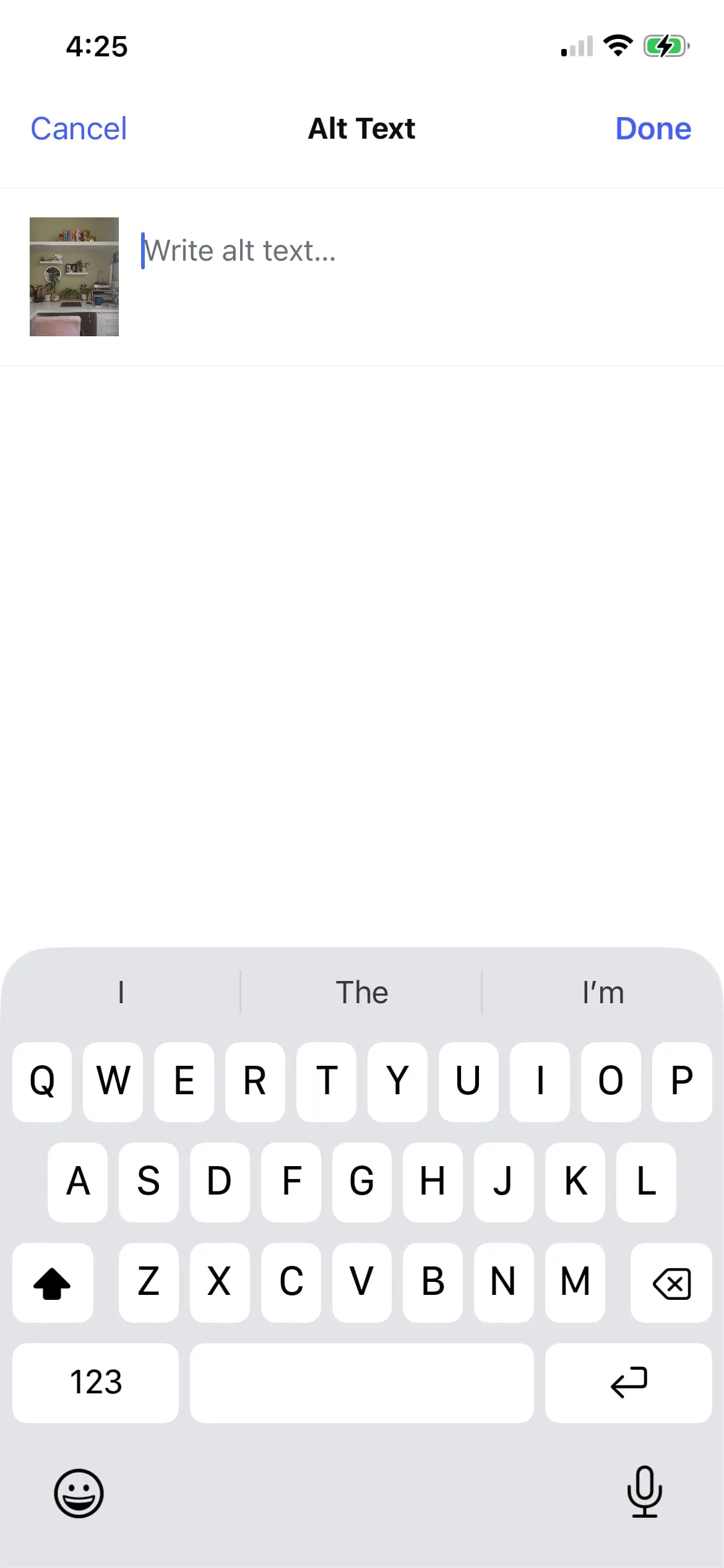The alt text interface in the Instagram app.