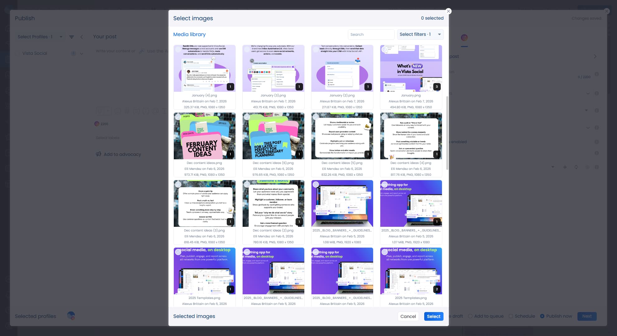 Vista Social's media library.