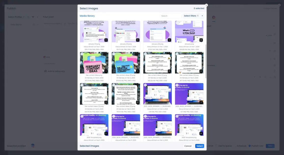 Vista Social's media library.