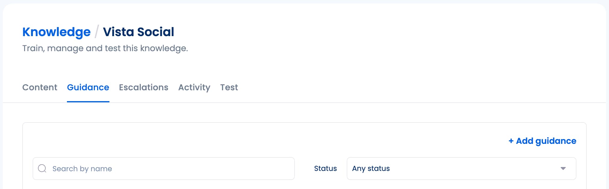 The guidelines and escalation menus where users can set even further specifications for the AI handling their customer conversations.